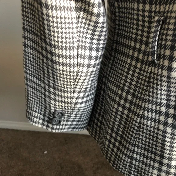 Lifestyle Attitude by Larry Levine Collarless Houndstooth Jacket M Grey White - Picture 13 of 15